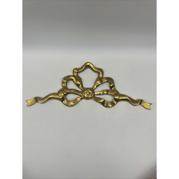 Large Vintage Brass Bow Ribbon Swag Wall Mount Hanging Decor - Picture 1 of 11